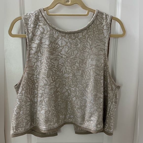 Gold/silver shimmery cropped sleeveless shirt - Picture 1 of 3